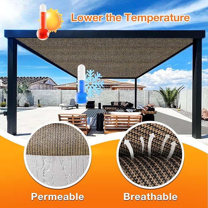 Artpuch Outdoor Pergola Shade Cover 9x22 FT Sun Shade Cloth - Image 4