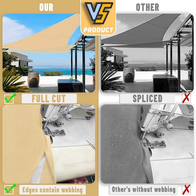 LOVE STORY Custom Size 8'x8'x11.3' Sand Sun Shade Sail Right Triangle Sunhsade - Image 7