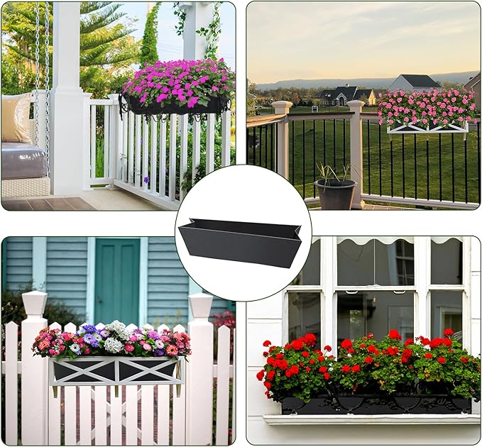 4PCS 24Inch Rectangle Window Box Liner Felt Planter Basket Liner Insert Black - Image 7