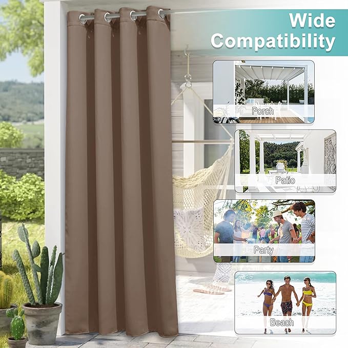 NICETOWN Patio Curtain Waterproof 1 Panel, W52 x L72 inch Premium Thick Privacy - Image 6