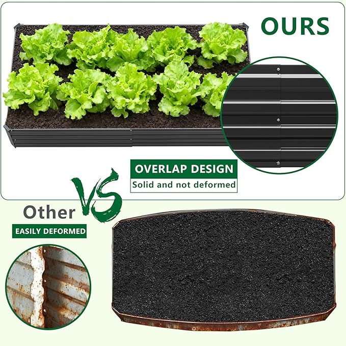 2 Pack 6x3x1FT Galvanized Raised Garden Beds Kit Outdoor Metal Gardening - Image 5