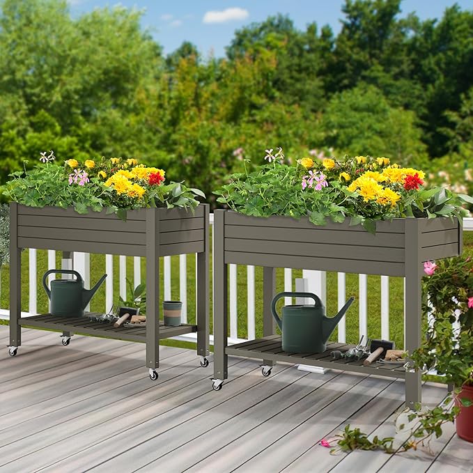YITAHOME 43.3x17.7x34 in Elevated Garden Bed, Outdoor Plastic Planter Box - Image 7