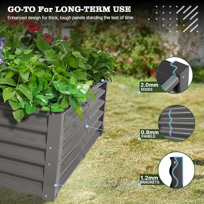 A ANLEOLIFE 4X4X1.5 ft Galvanized Raised Garden Beds Outdoor, Square Metal - Image 3