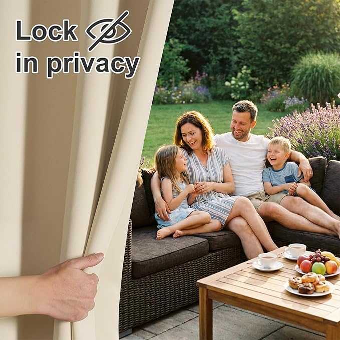 RYB HOME Outdoor Curtains for Patio Waterproof Block Sunlight Thermal Insulated - Image 3