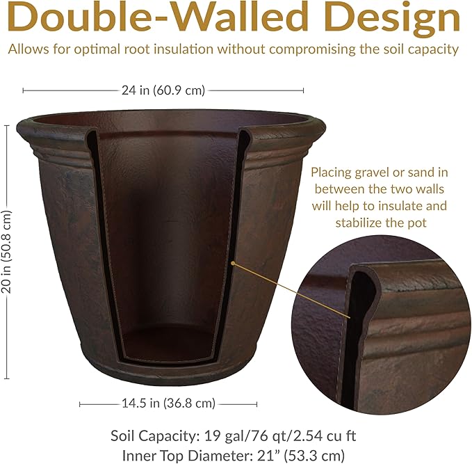 Sunnydaze 24-Inch Anjelica Large Plastic Pot - Image 6