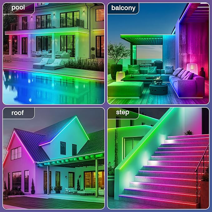 zoegi 500ft Outdoor LED Strip Lights Waterproof, Music Sync RGB IP68 Outside - Image 4