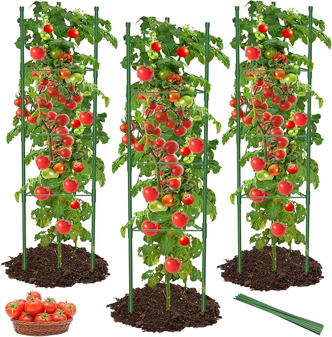 6 Pack Tomato Cages for Garden, 51in*13in Adjustable Tomatoes Plant Stakes by MYMULIKEHOME