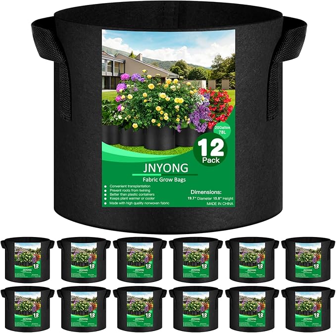 NYONG 12-Pack 20 Gallon Thickened Non-Woven Grow Bags, Aeration Fabric Pots by JNYONG