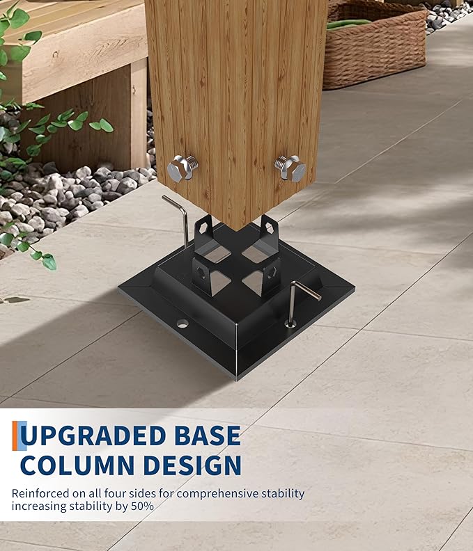 GarveeLife 10 x 13 ft Wood-Grain Aluminum Pergola - Image 3