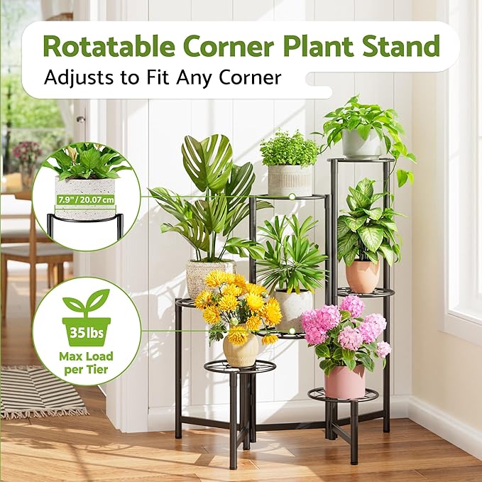 7 Tier Metal Patio Plant Stand Outdoor, Heavy Duty Flower Stands - Image 2