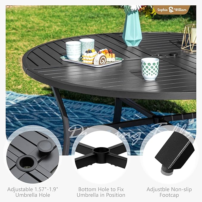 Sophia and William Swivel Outdoor Patio Dining Set - Image 5