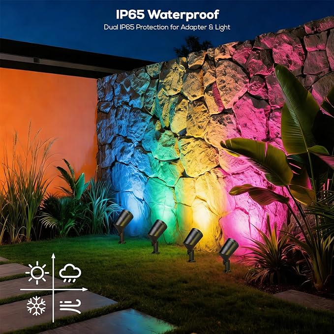 SUNTHIN 4 Pack Smart Landscape Lights, RGBW Color Changing Landscape Lights - Image 6