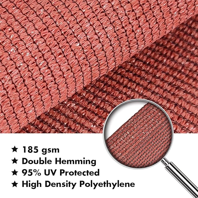 KANAGAWA 10'X16' Rust Red Custom Size Sun Shade Sail Rectangle UV Block Canopy - Image 4