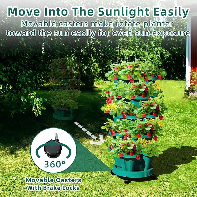 Strawberry Vertical Planters Tower Garden, 7 Tiered Stacking Herb Vegetable - Image 6