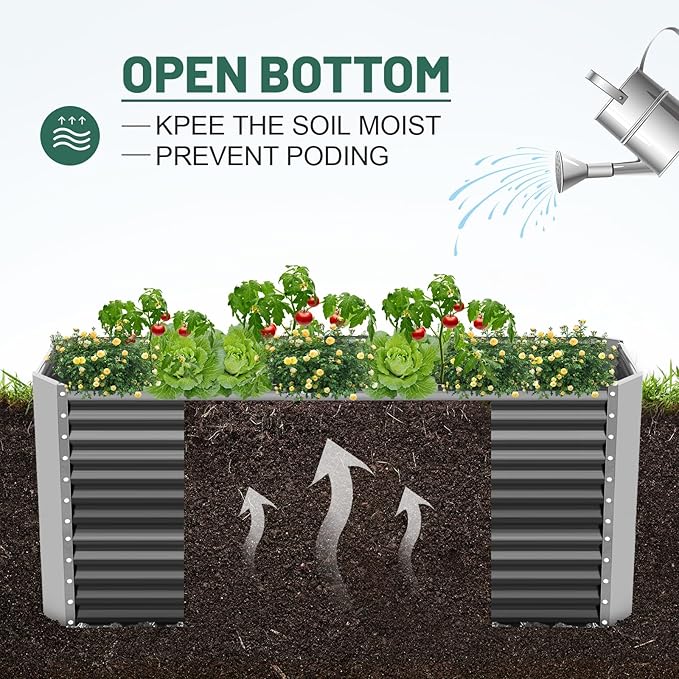 Land Guard 6x3x3ft Rectangular Galvanized Raised Garden Beds, Large-Capacity - Image 5