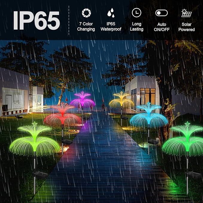 Solar Garden Lights 6 Pack New Upgraded Solar Lights Outdoor Waterproof 7 Color - Image 6