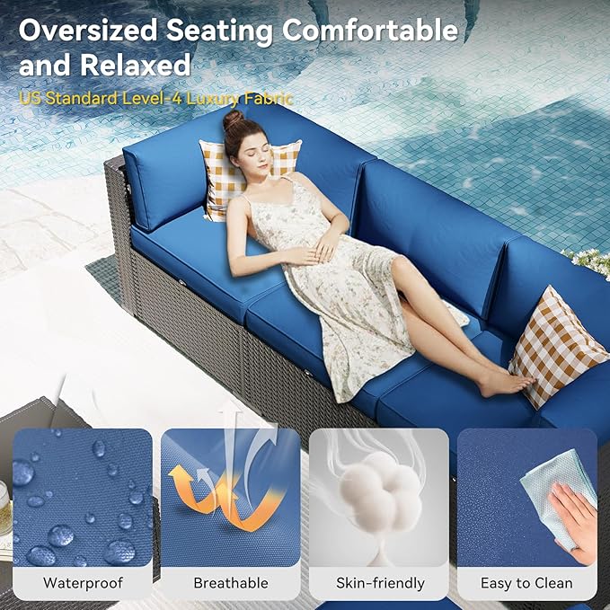 Aoxun Patio Furniture Set, 7 Piece Outdoor Sectional Sofas - Image 3