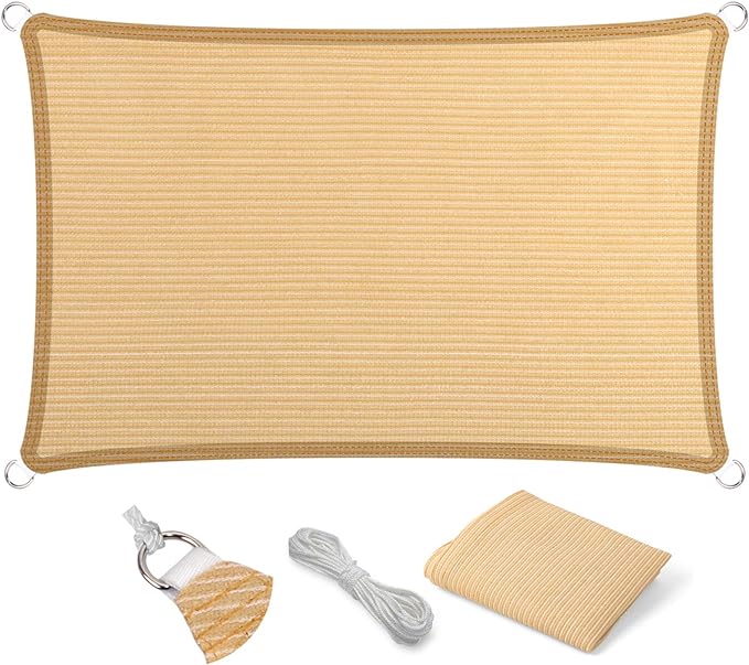 Eden's Decor Straight Flat-Edged Sun Shade Sail Rectangular 6' x 20' Beige by EdensDecorInc