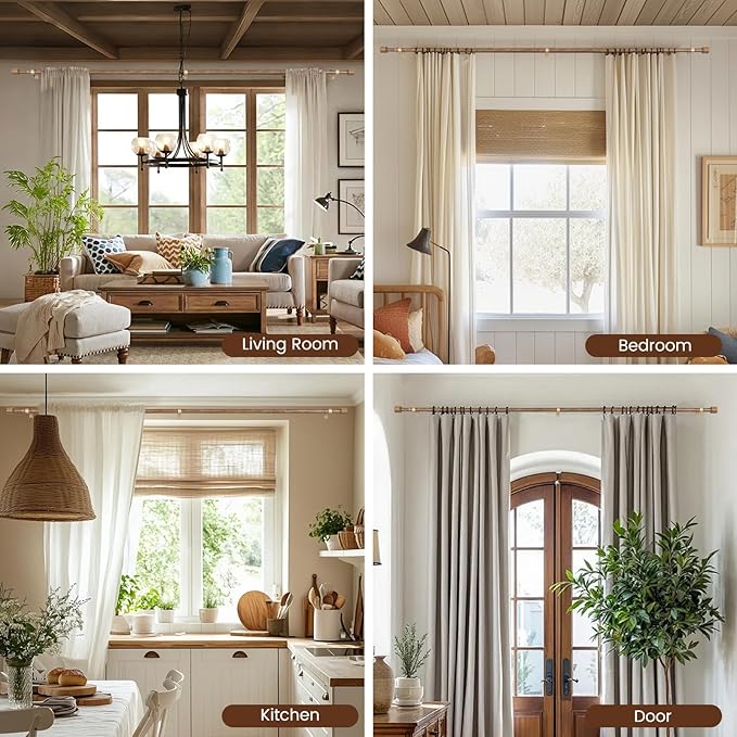 1” Diameter Curtain Rods Itself is 30 to 144 inch 2 Pack Fit 30-142 inch - Image 8
