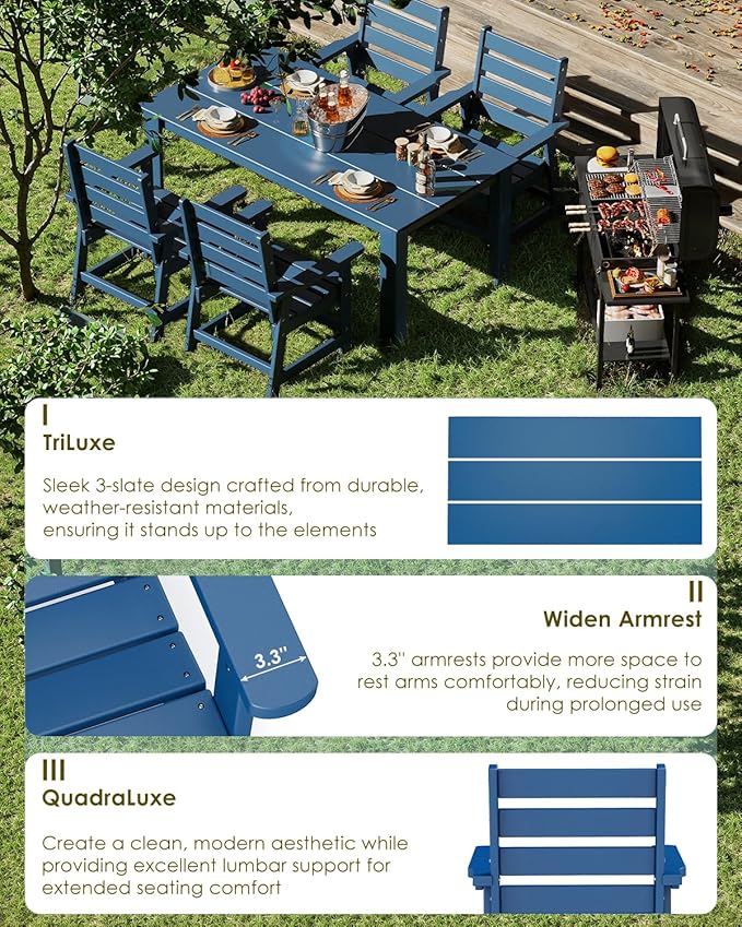 GREENVINES 5-Piece Outdoor Dining Set | HDPE | Patio Table and Chairs Sets - Image 6