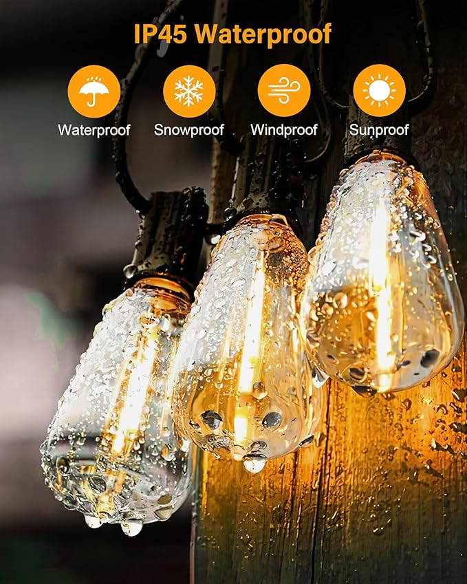 Outdoor String Lights Waterproof, 100FT Patio Lights Outdoor - Image 3
