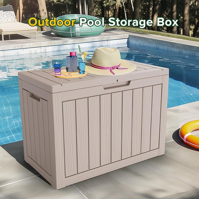 45 Gallon Resin Deck Box, Lockable Patio Outdoor Storage Box - Image 2