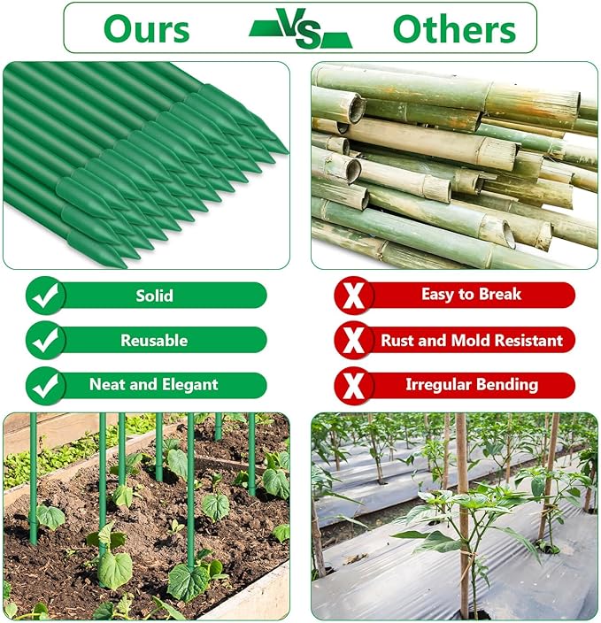 Lezmarket 150 Pack Garden Stakes, Plant Support Stakes, DIY 4ft 5ft 6ft 7ft - Image 4