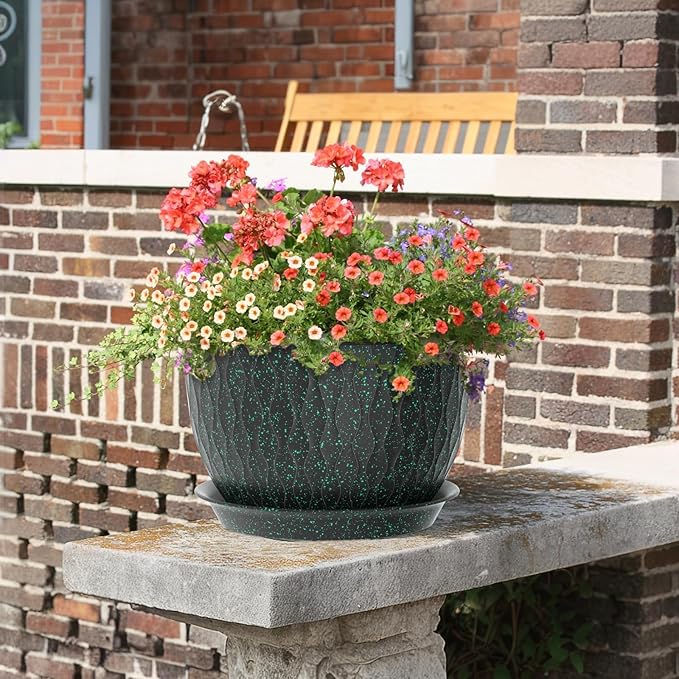 12/10/9 inch Large Plant Pots, 3 Pack Wide Flower Pots - Image 6