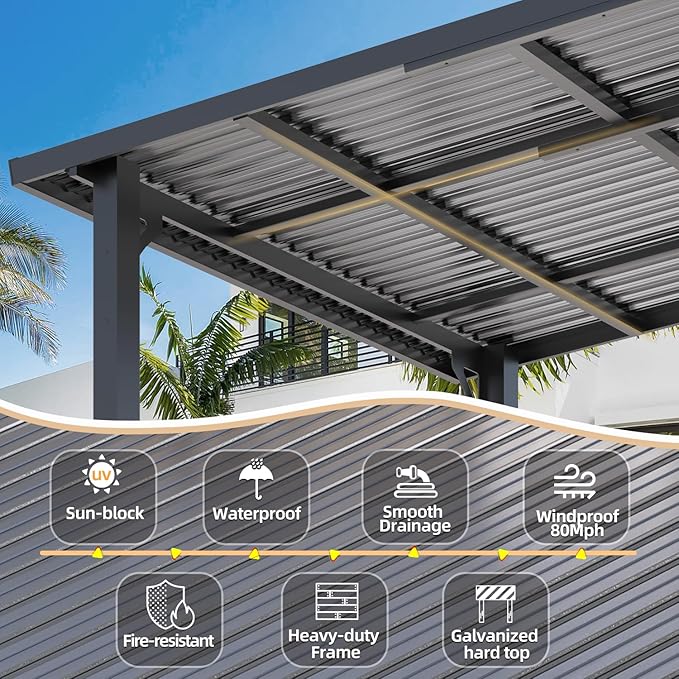 AECOJOY 12' x 8' Outdoor Hardtop Gazebo Pergola - Image 2