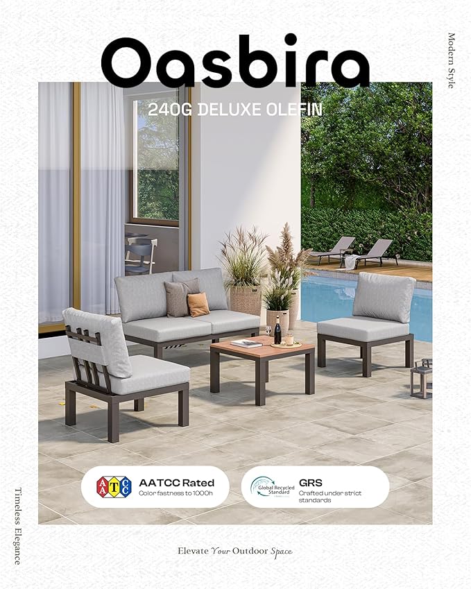 Aluminum Modular Outdoor Patio Furniture Set, 6 Seats Sectional Sofa Set - Image 7