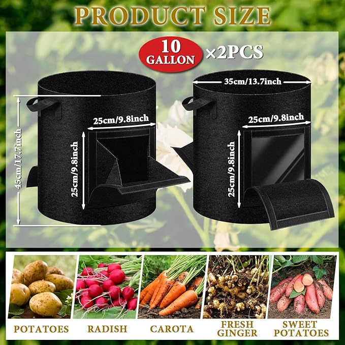 2 Pack 10 Gallon Potato Grow Bags - Image 2