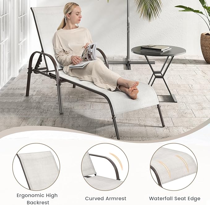 Giantex Patio Lounge Chair, Outdoor Chaise Lounge - Image 4