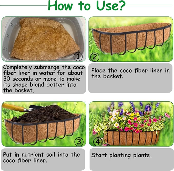 3 Pack Coco Liners for Window Planter Box - 24in 100% Natural Coconut Coir - Image 6
