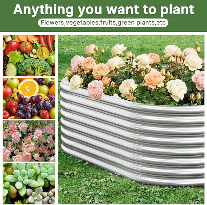 2 PCS Tall 8x3x1.5ft Galvanized Raised Garden Bed Outdoor, Metal Garden Bed - Image 6