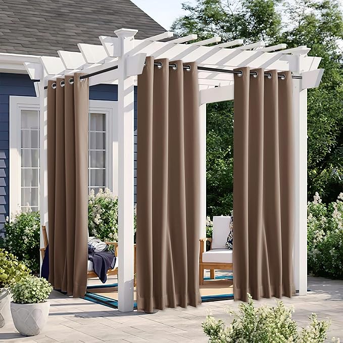 NICETOWN 2 Panels Blackout Patio Waterproof Outdoor Curtains, Thermal Insulated by NICETOWN
