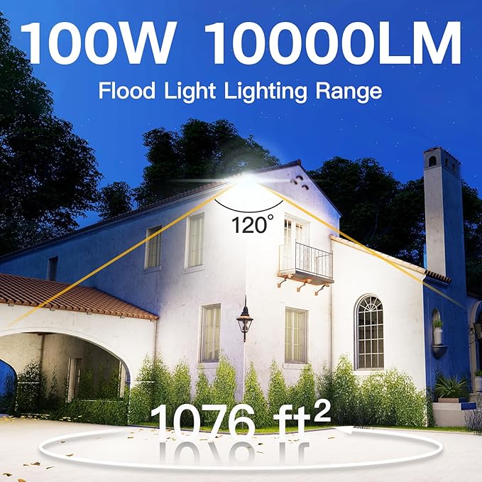 4 Pack LED Flood Lights Outdoor, 100W 10000LM Super Bright Floodlight Outside - Image 2