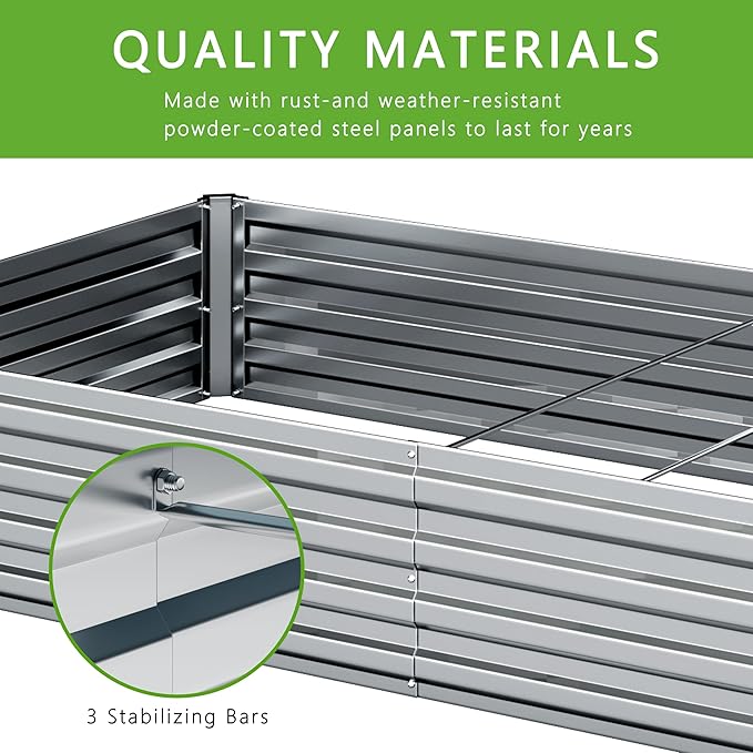 2PCS 12x4x1FT Galvanized Raised Garden Bed Kit, Vegetable Boxes-Rectangle Metal - Image 4