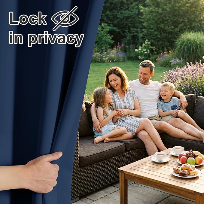 RYB HOME Outdoor Curtains for Patio Waterproof Block Sunlight Thermal Insulated - Image 3