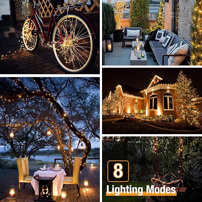 btfarm Solar String Lights for Outside, 6 Pack 198FT 480LED Solar Fairy Lights - Image 4