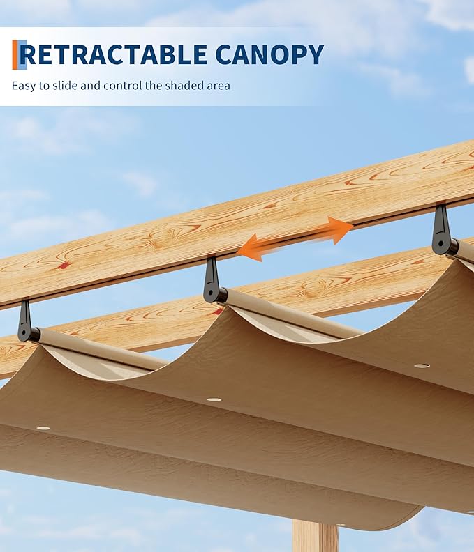 GarveeLife 10 x 13 ft Wood-Grain Outdoor Pergola - Image 4