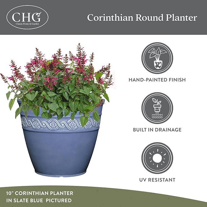 Classic Home and Garden Corinthian Round Planter, Desert Tan - Image 4