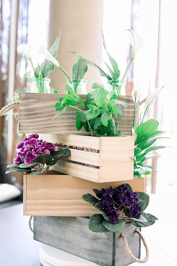 Wooden Planter Box with Handle, Rose Wood, Plastic Liner l Garden Decor l - Image 5