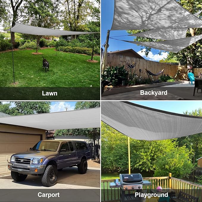 SUNLAX Sun Shade Sail 12' x 12' x 12' Silver Grey Triangle Canopy Sail Shade - Image 8