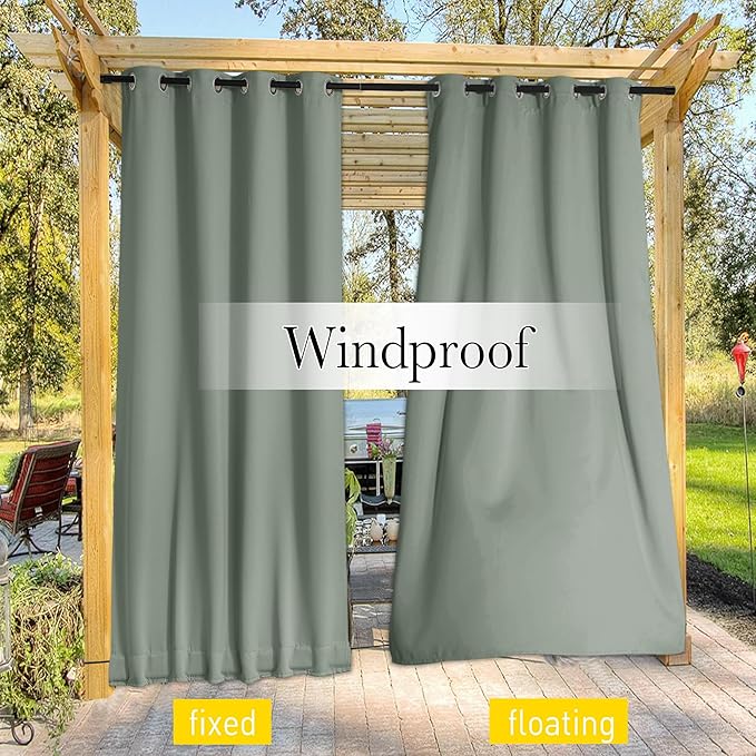 NICETOWN 2 Panels Weighted Blackout Outdoor Curtains Patio Waterproof, Thermal - Image 5