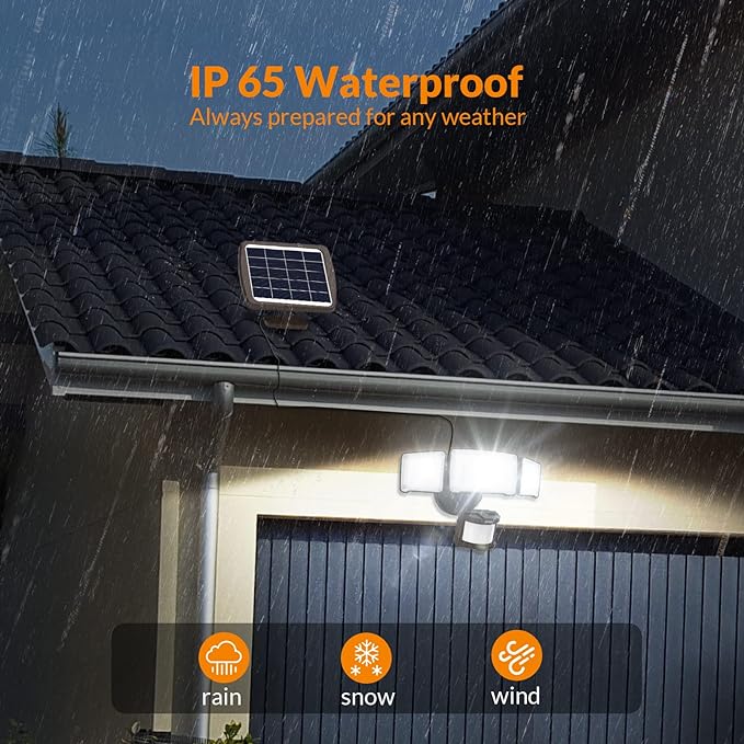 LEPOWER 1600LM LED Solar Security Lights Motion Outdoor, 5500K White Light - Image 5