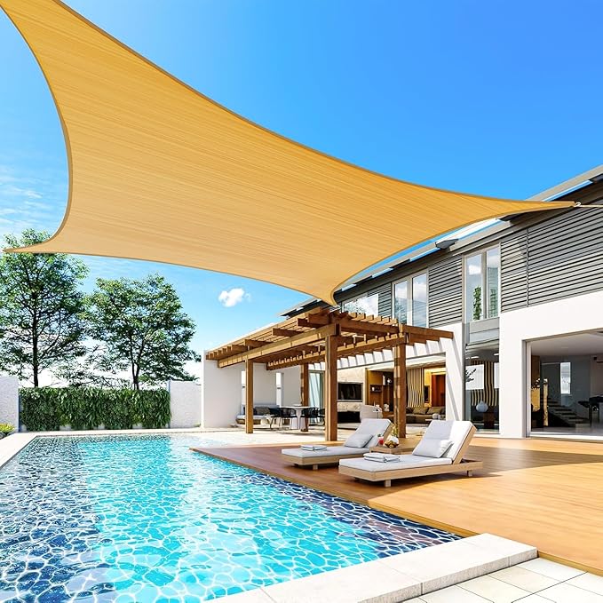 Quictent 24X24FT Large Oversized 185G HDPE Square Sun Shade Sail Canopy 98% UV - Image 9