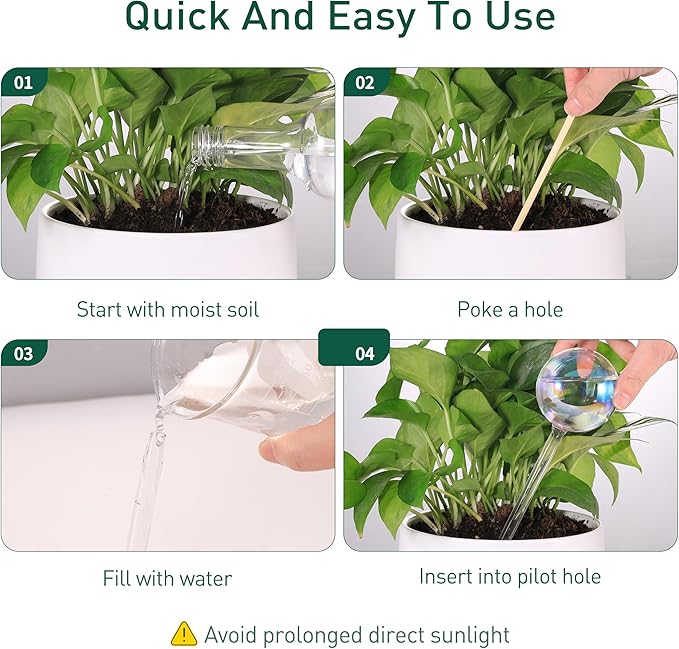 Extra-Thick Clear Glass Plant Watering Globes, Rainbow Gradient Self Watering - Image 6