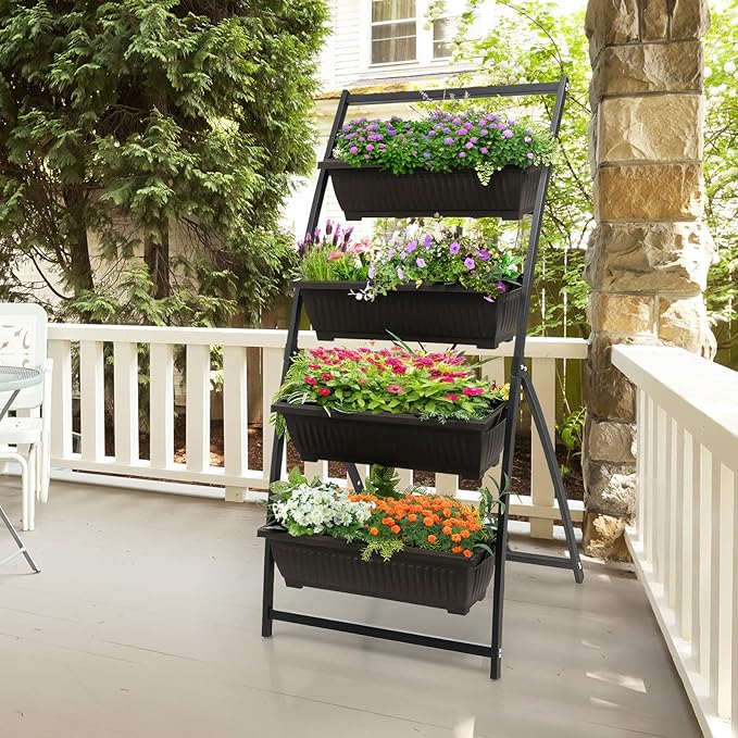 Giantex 5.2FT Vertical Raised Garden Bed, 4-Tier Elevated Planter Box w/4 - Image 2
