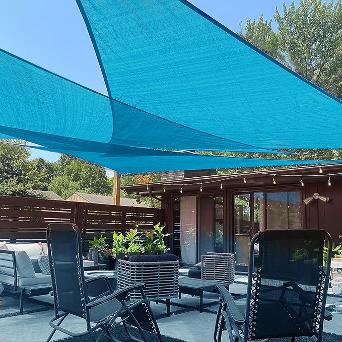 LOVE STORY Custom Size 15'x15'x21.2' Turquoise Blue Sun Shade Sail Right by LOVESTORY