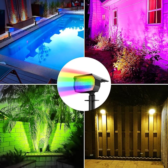 nipify 10 Pack Solar Spot Lights Outdoor Color Changing, 7 Modes Halloween RGB - Image 4